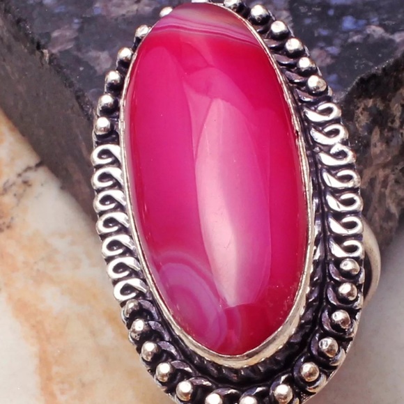 Botswana Agate silver ring size 8 & 9 - Picture 3 of 4